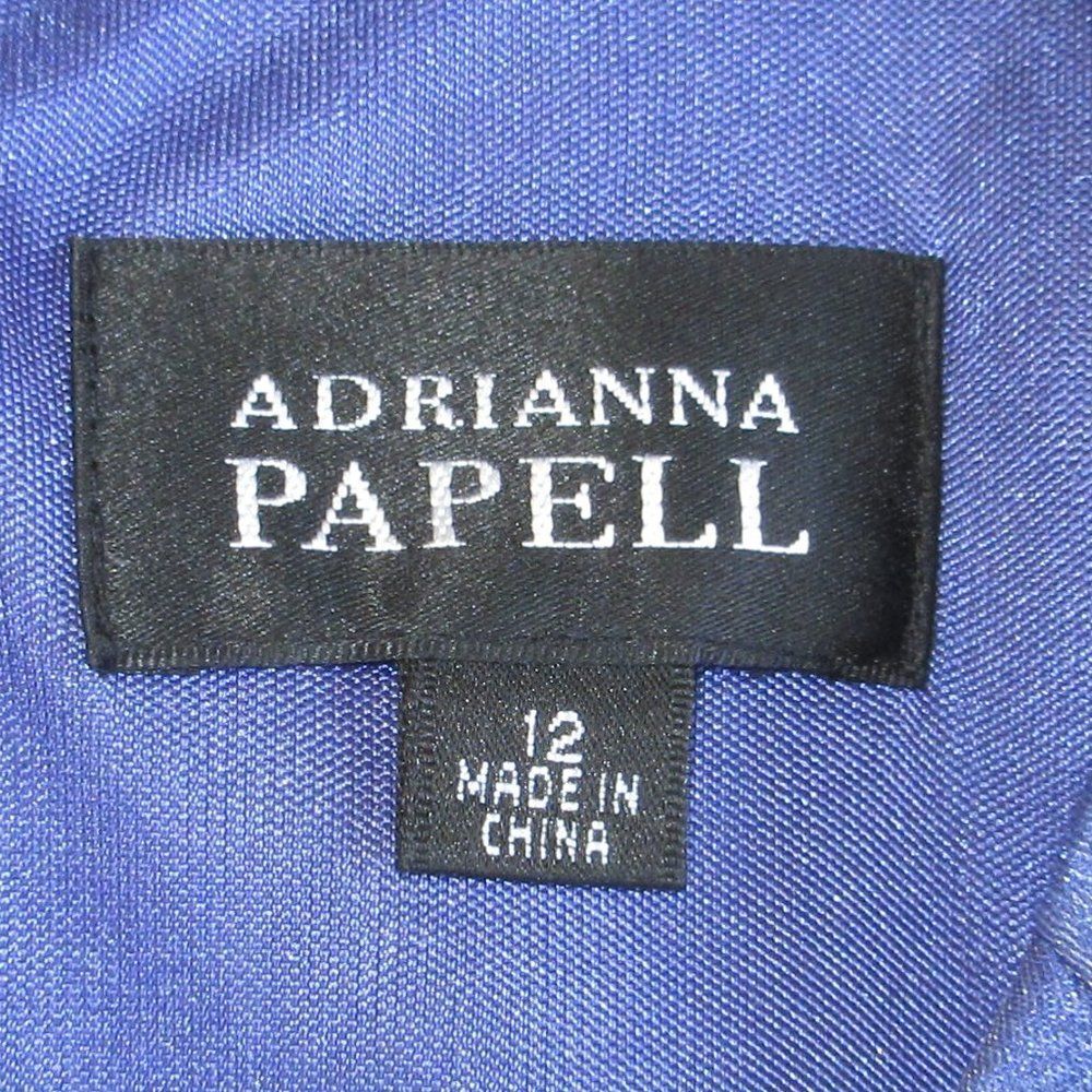 ADRIANA PAPELL Sleeveless V-Neck Faux Wrap Tiered Ruffle Dress Sz 12 Knee Length - Picture 5 of 15